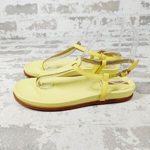 NEW Sam Edelman Naomi Yellow Leather Ankle Strap Buckle Thong Sandals F305
